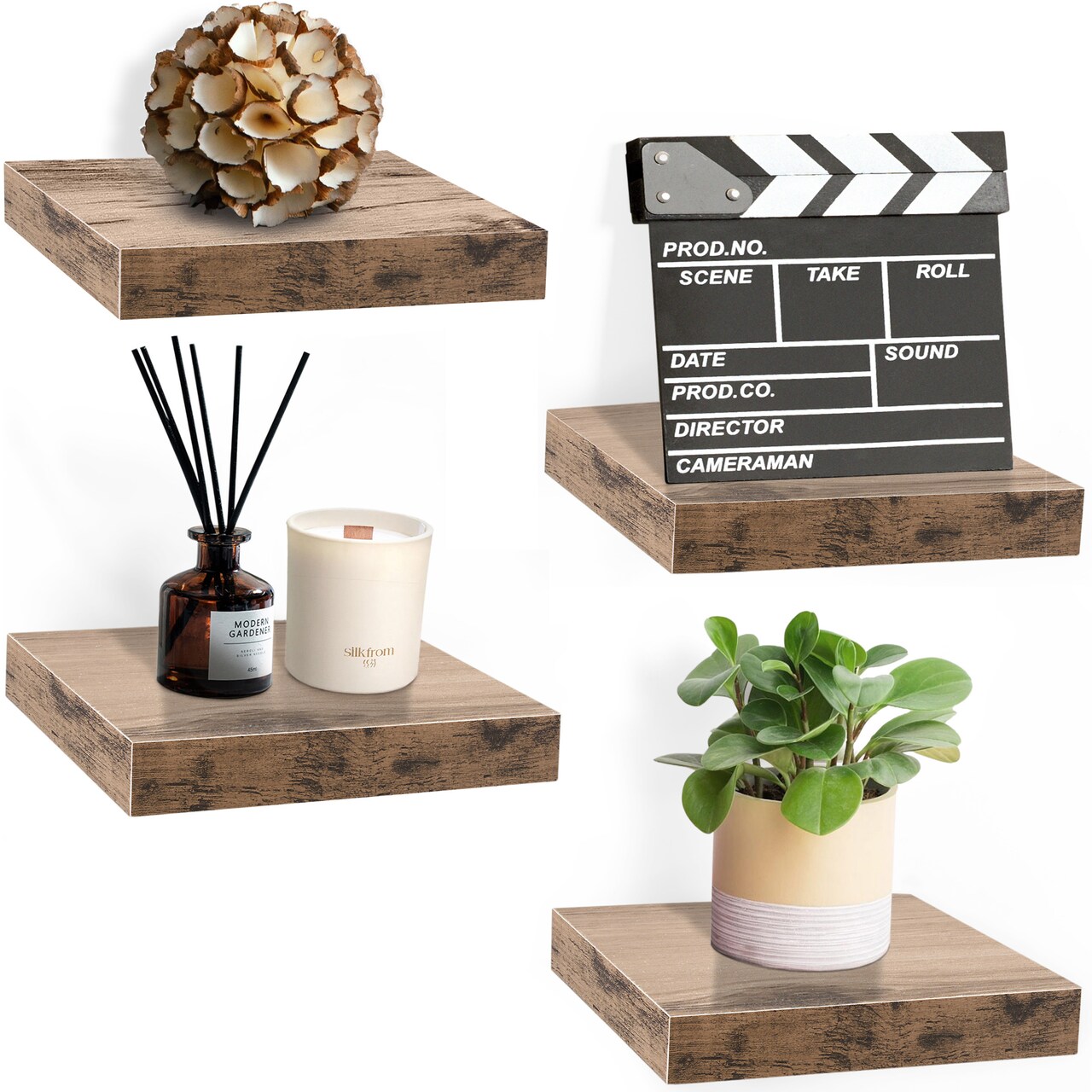 Sorbus 4 Pack 9" Floating Shelves, Wall Shelves for Bedroom, Kitchen, Living Room, Bathroom Shelves Over The Toilet
